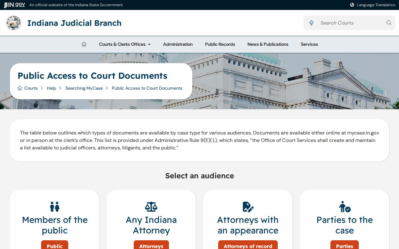 MyCase audience and document access matrix