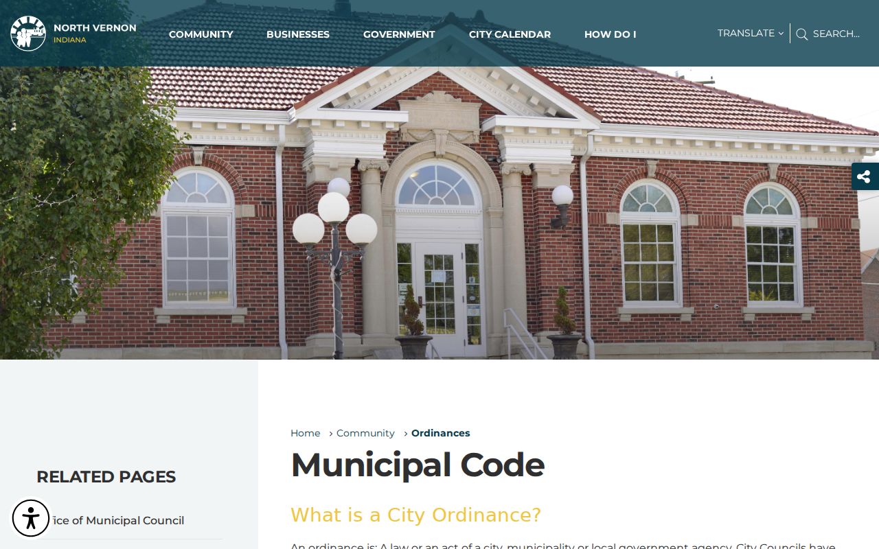 North Vernon court records official ordinance index